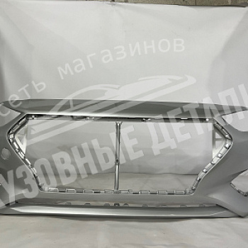 Бампер передний Hyundai Solaris (2017) RHM Sleek Silver Серебристый